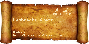 Lambrecht Anett névjegykártya